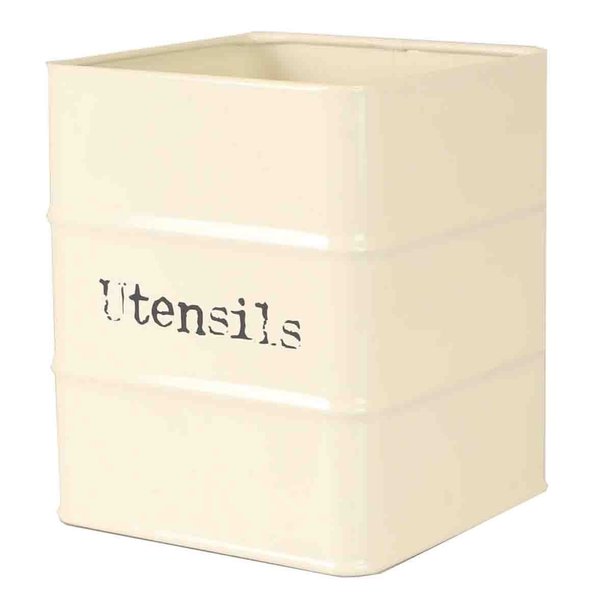 Home Basics Tin Utensil Holder, Ivory CS47391